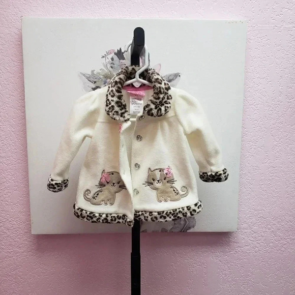 Young Hearts Coat with Cats and Animal Trim - Picture 1 of 5